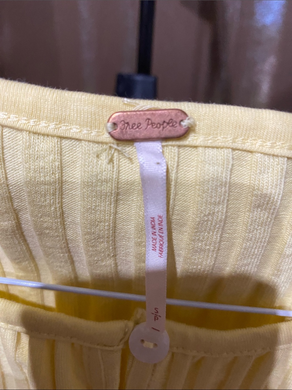 Free People Pale Yellow Ribbed Button Tank - Picture 4 of 6